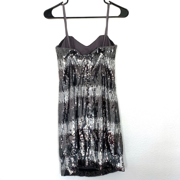 ABS Allen Schwartz Silver Sequin Strapless Dress - Picture 5 of 8